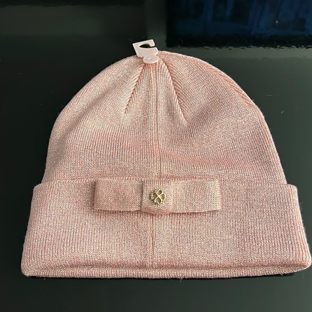 NWT Kate Spade metallic beanie pink